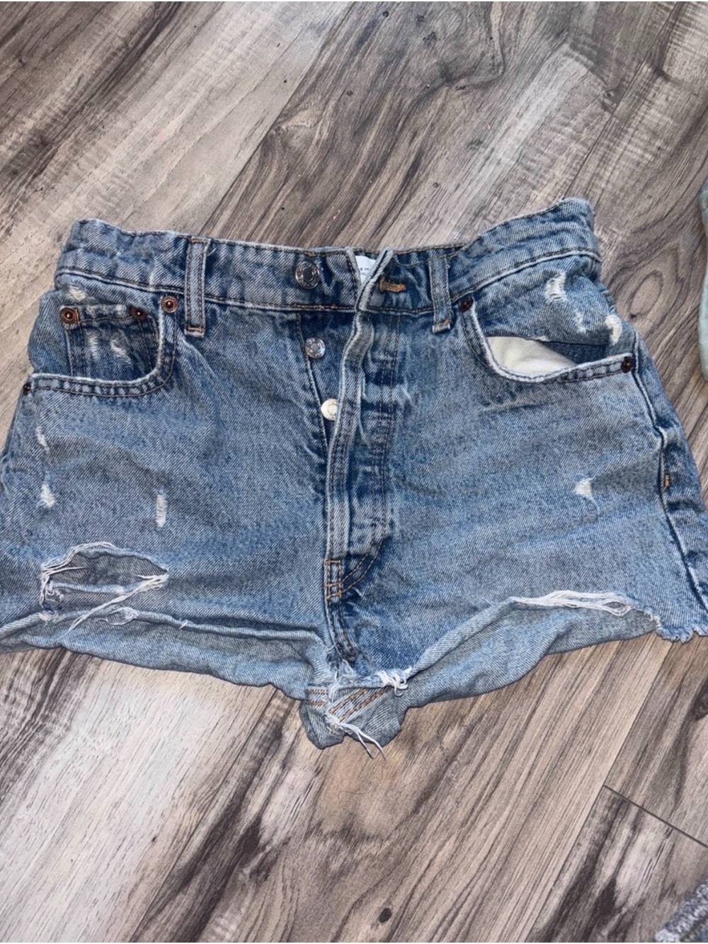 ☀️2 for 20$☀️Zara Light Blue Distressed High-Rise Denim Shorts